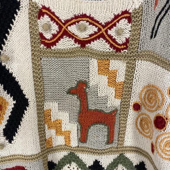 🤍 Knitting Needles Womens M Cream Alpaca Design Sweater Vintage 🤍 - Picture 5 of 10